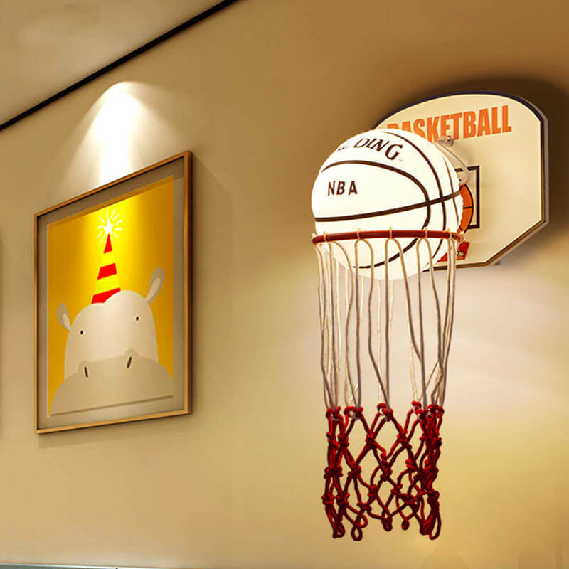 Creative Cartoon Basketball 1-Light Wall Sconce Lamp Cuvalon