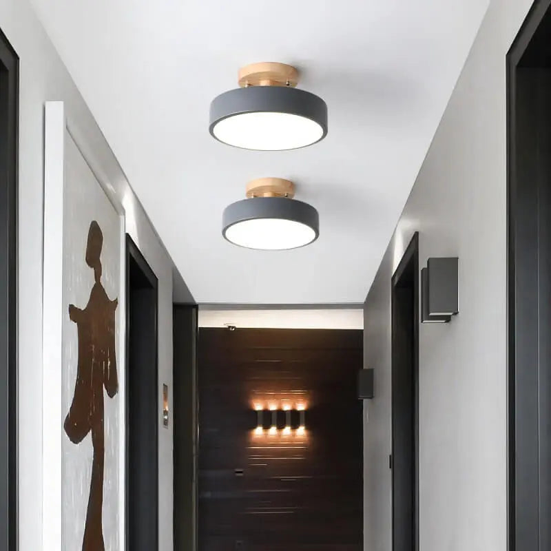 Nordic Log Round LED Semi-Flush Mount Ceiling Light Cuvalon