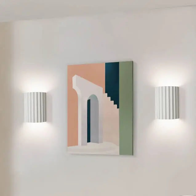 Macaron Resin Striped Half Cylinder 1-Light Wall Sconce Lamp Cuvalon