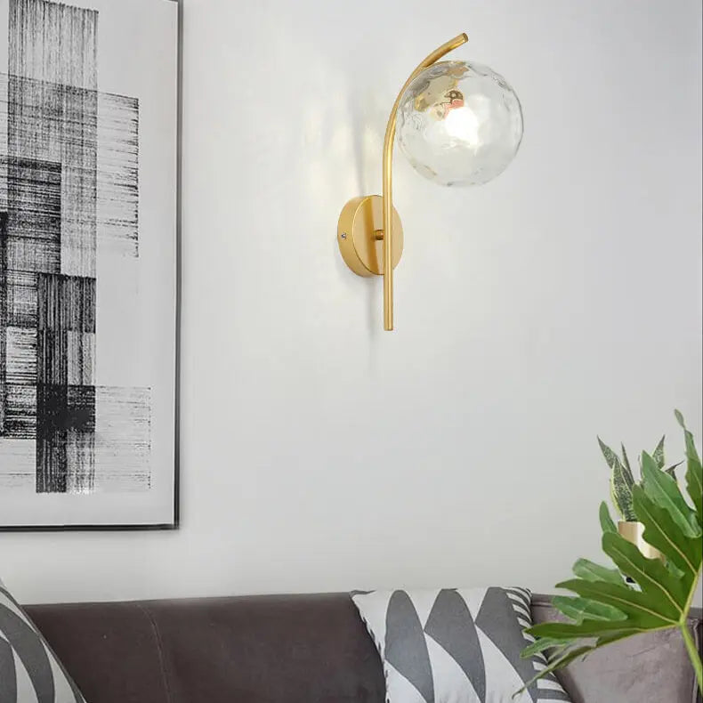 Nordic Arc Glass Globe 1-Light  Wall Sconce Lamp Cuvalon