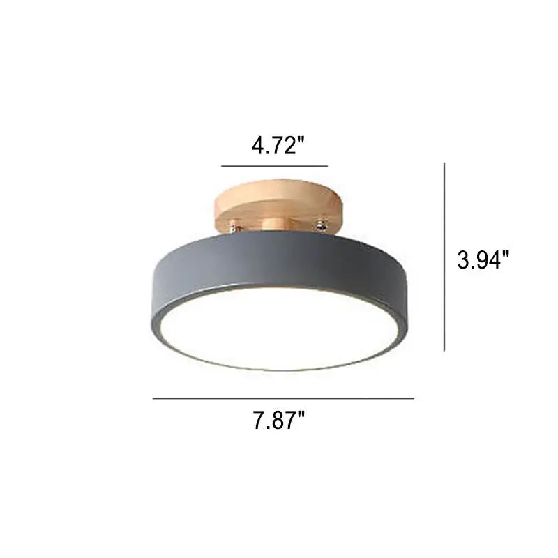 Nordic Log Round LED Semi-Flush Mount Ceiling Light Cuvalon