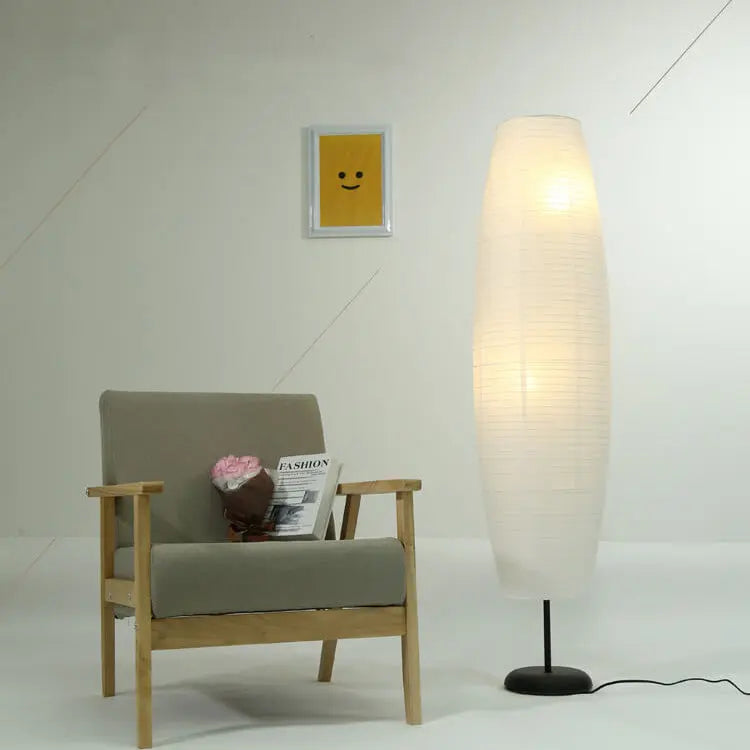 Nordic Minimalist Rice Paper Column 2-Light Standing Floor Lamp Cuvalon