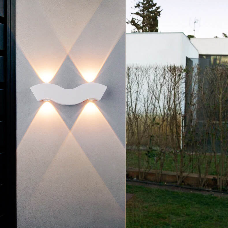 Modern Aluminum Wave LED Waterproof Outdoor Wall Sconce Lamp Cuvalon