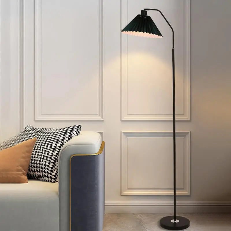 Minimalist Fabric Pleated Shade 1-Light Standing Floor Lamp Cuvalon