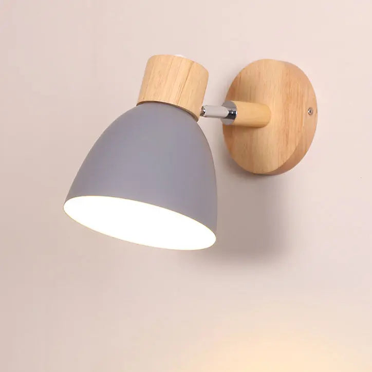 Modern Minimalist Solid Color Macaron Iron Wood 1-Light Wall Sconce Lamp Cuvalon