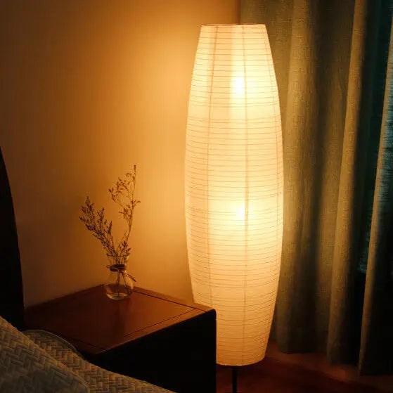 Nordic Minimalist Rice Paper Column 2-Light Standing Floor Lamp Cuvalon