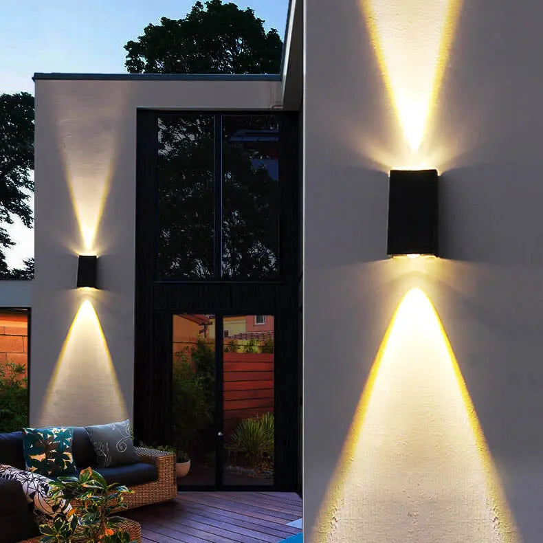 Simple Solar Trapezoid Outdoor Waterproof Up and Down Lights LED Wall Sconce Lamp Cuvalon