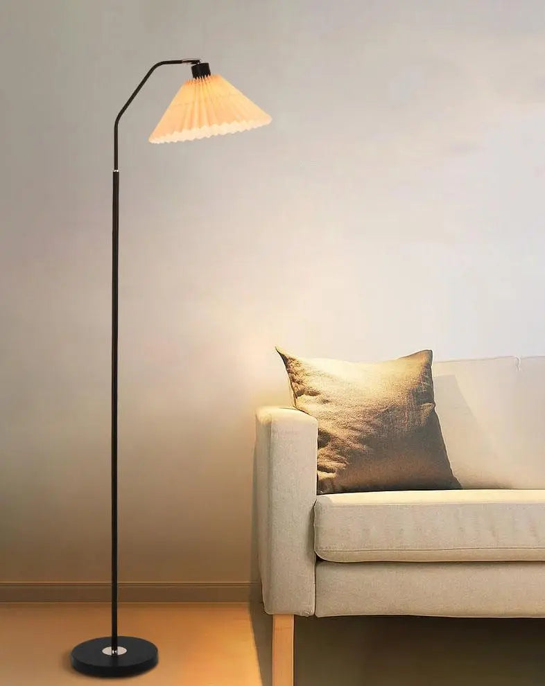 Minimalist Fabric Pleated Shade 1-Light Standing Floor Lamp Cuvalon