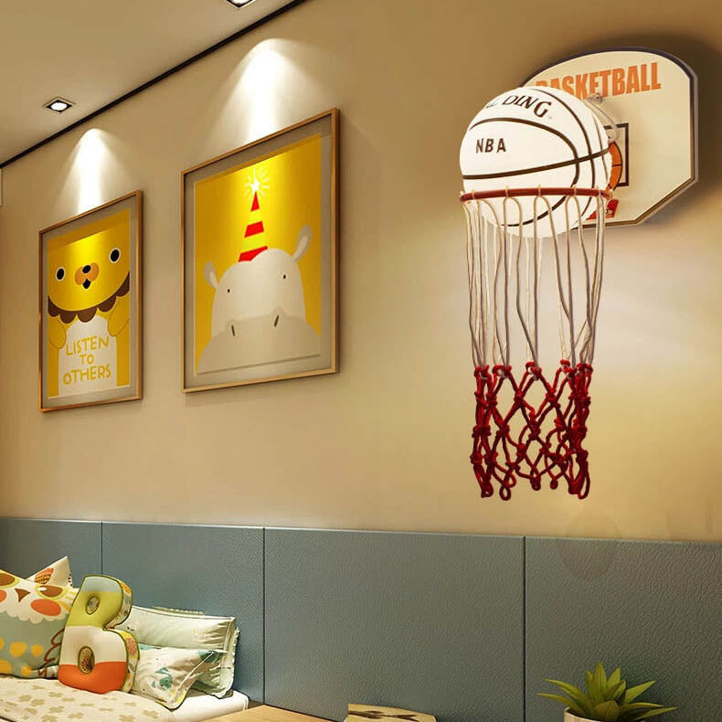 Creative Cartoon Basketball 1-Light Wall Sconce Lamp Cuvalon