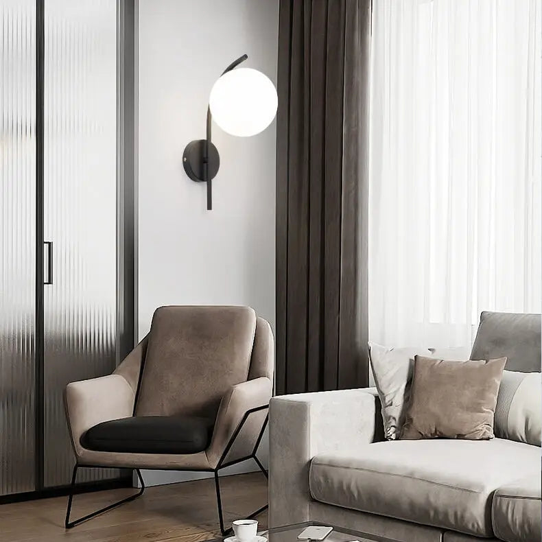 Nordic Arc Glass Globe 1-Light  Wall Sconce Lamp Cuvalon
