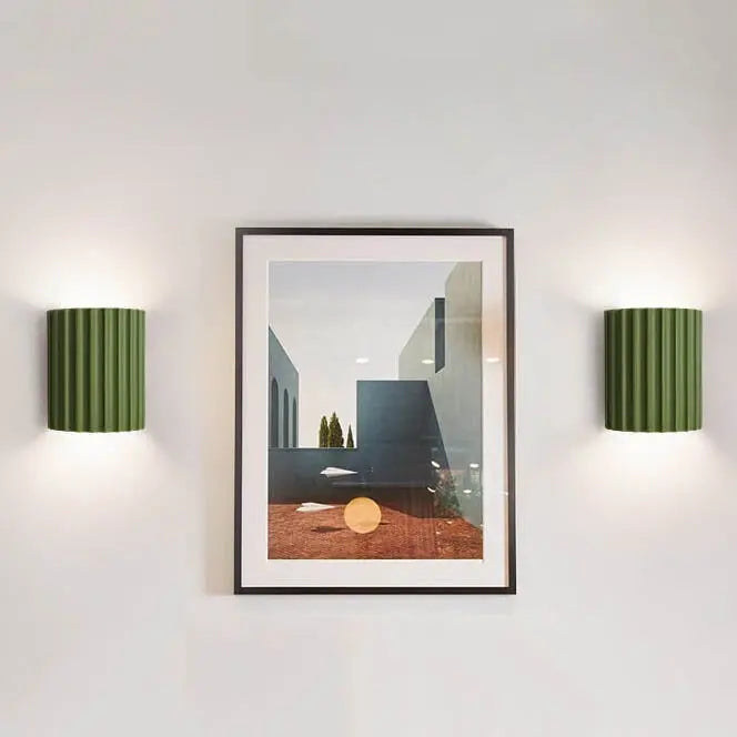 Macaron Resin Striped Half Cylinder 1-Light Wall Sconce Lamp Cuvalon