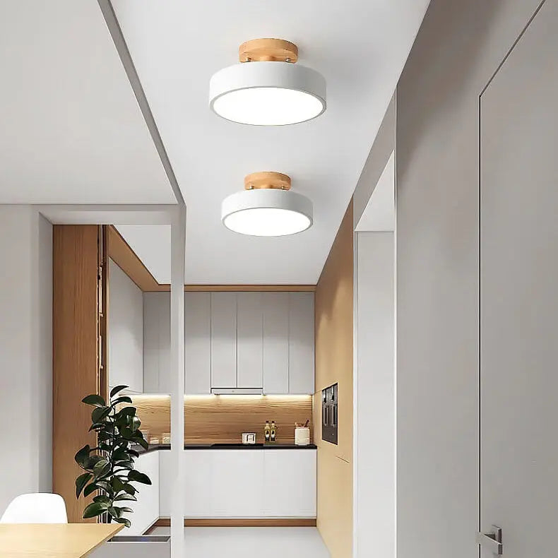 Nordic Log Round LED Semi-Flush Mount Ceiling Light Cuvalon