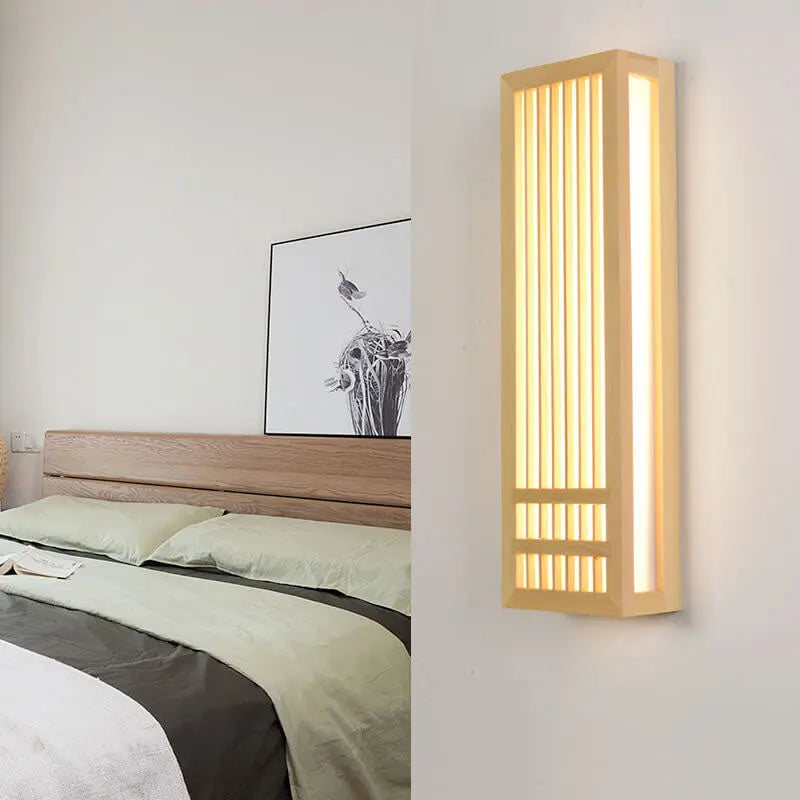 Modern Minimalist Solid Wood Acrylic Rectangular LED  Wall Sconce Lamp for Living Room Cuvalon