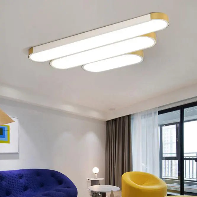 Modern Minimalist Rectangular Ring LED Flush Mount Ceiling Light Cuvalon