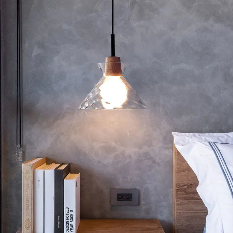 Nordic Clear Rippled Glass Shaded 1-Light Pendant Light Cuvalon