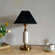 Retro Pleated Shade Column Base 1-Light Table Lamp Cuvalon