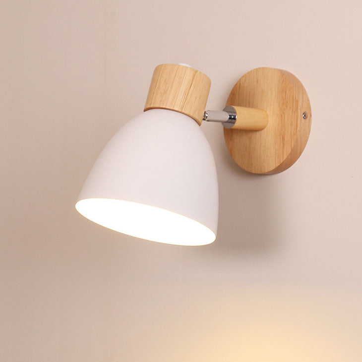 Modern Minimalist Solid Color Macaron Iron Wood 1-Light Wall Sconce Lamp Cuvalon