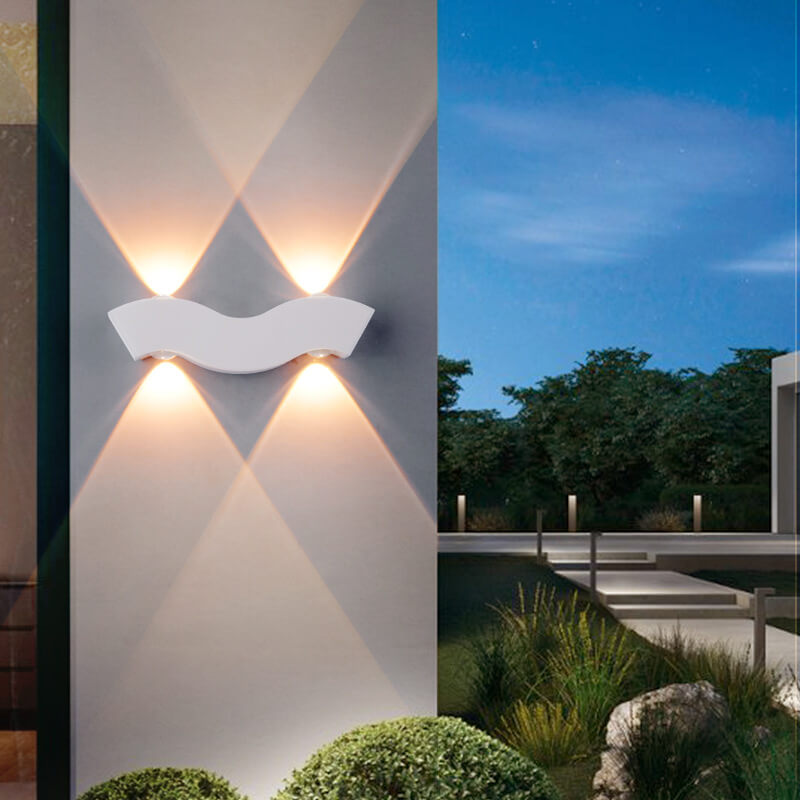 Modern Aluminum Wave LED Waterproof Outdoor Wall Sconce Lamp Cuvalon