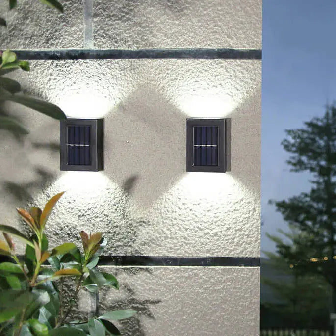 Solar Square Up and Down Lighted LED Outdoor Waterproof Garden Wall Sconce Lamp Cuvalon