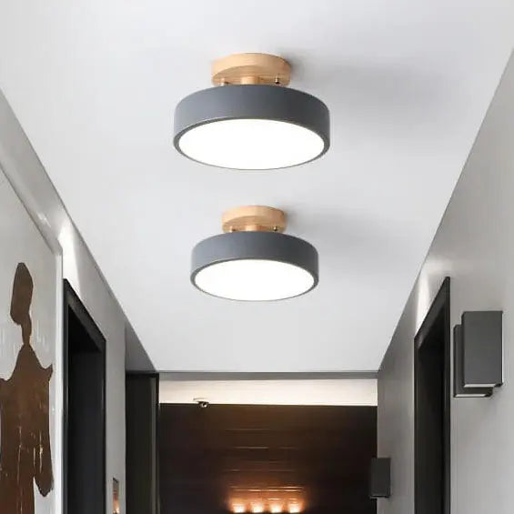Nordic Log Round LED Semi-Flush Mount Ceiling Light Cuvalon