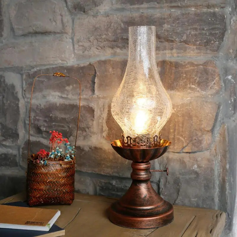 Vintage Antique Kerosene Oil Lamp 1-Light Table Lamp Cuvalon