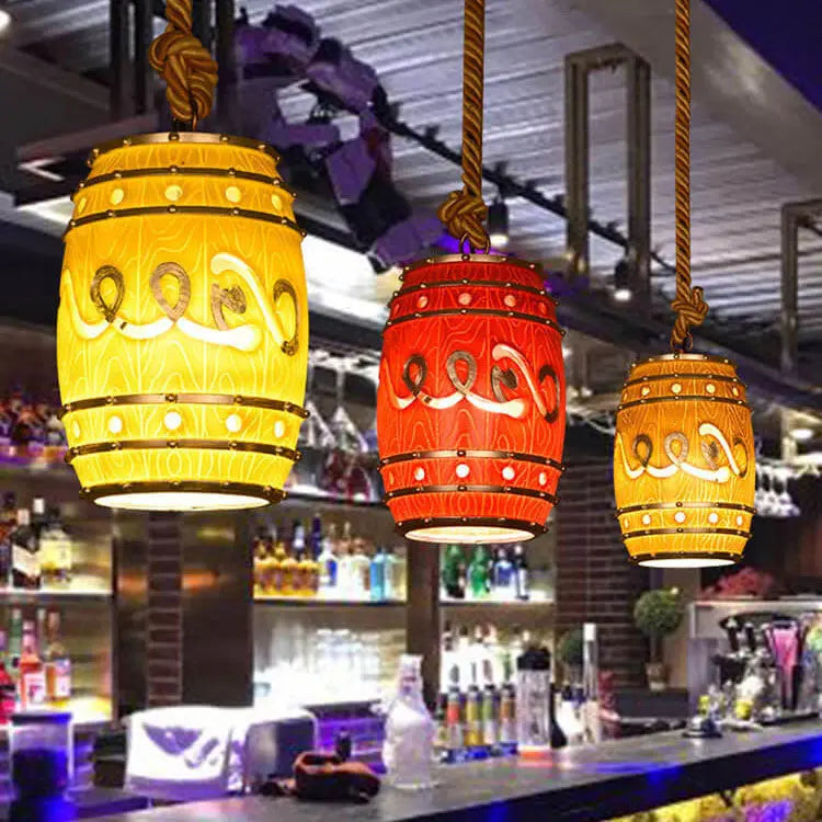 Vintage Wine Barrel Resin 1-Light Pendant Light Cuvalon