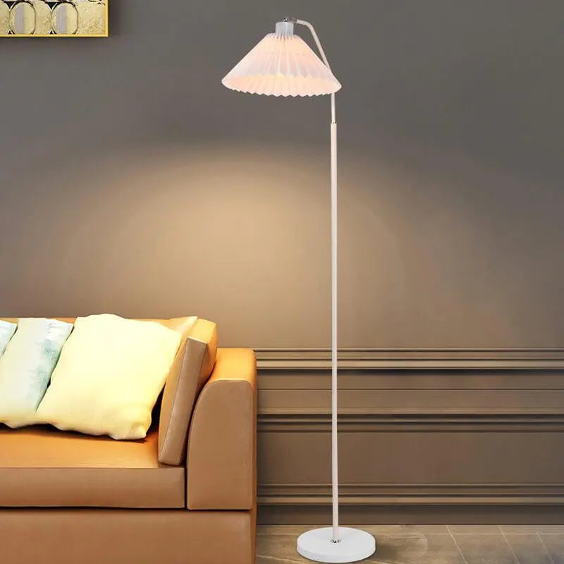 Minimalist Fabric Pleated Shade 1-Light Standing Floor Lamp Cuvalon