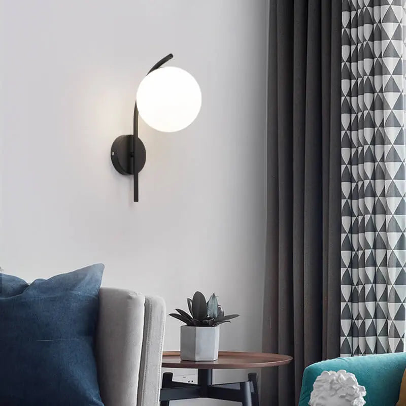 Nordic Arc Glass Globe 1-Light  Wall Sconce Lamp Cuvalon