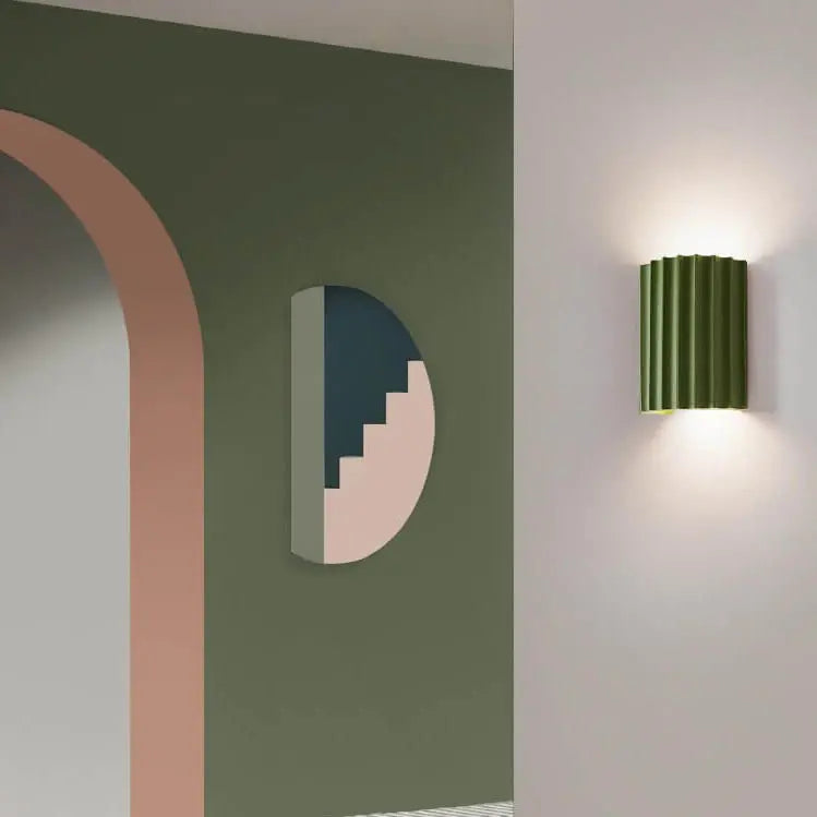 Macaron Resin Striped Half Cylinder 1-Light Wall Sconce Lamp Cuvalon