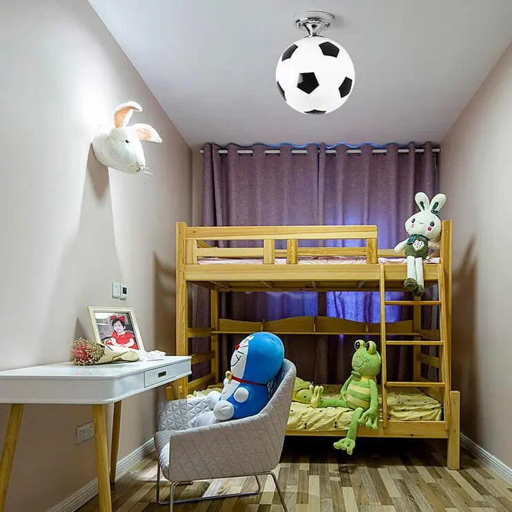 Creative Basketball Soccer Glass 1-Light Semi-Flush Mount Ceiling Light Cuvalon