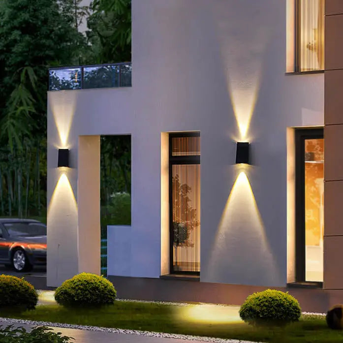 Simple Solar Trapezoid Outdoor Waterproof Up and Down Lights LED Wall Sconce Lamp Cuvalon