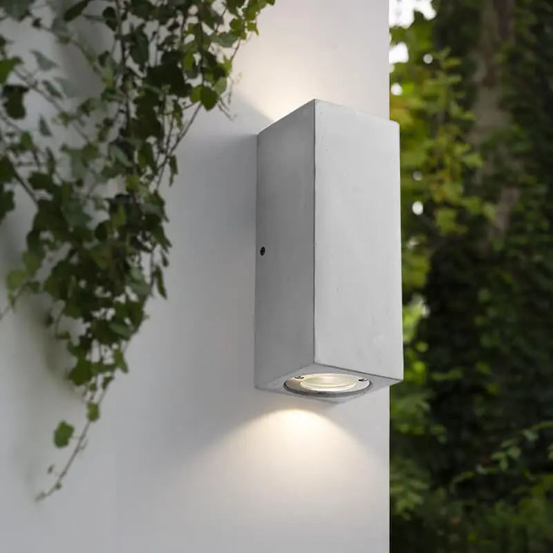 Industrial Cement Square Outdoor 1-Light Waterproof Wall Sconce Lamp Cuvalon