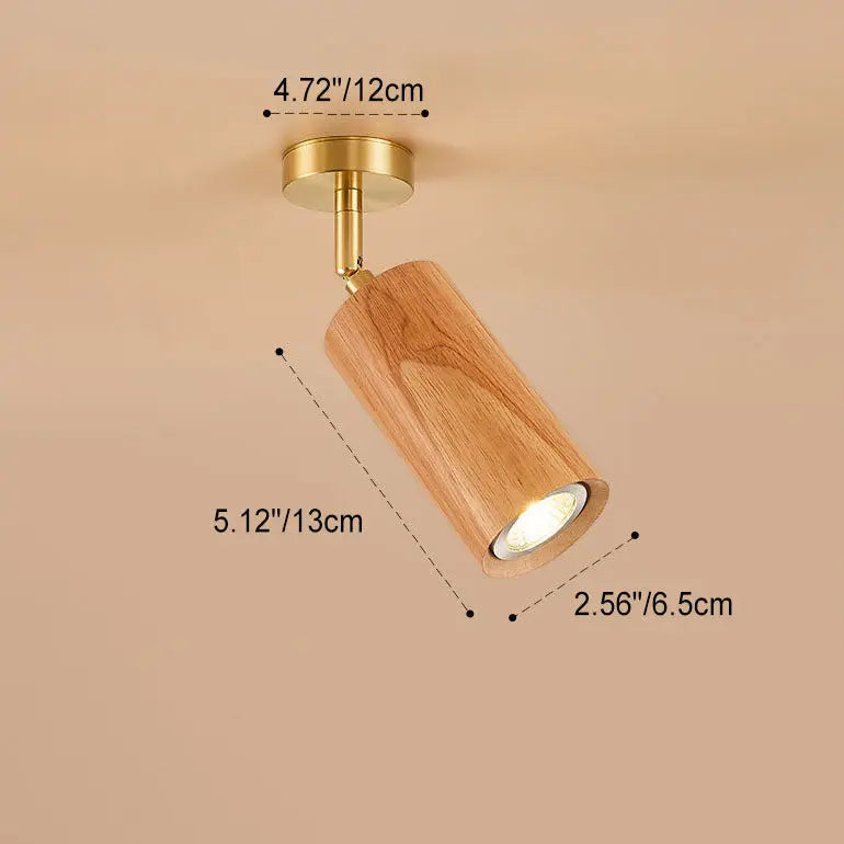Nordic Minimalist Walnut Wood Spotlight Linear Track 1/2/3/4 Light LED Semi-Flush Mount Ceiling Light Cuvalon