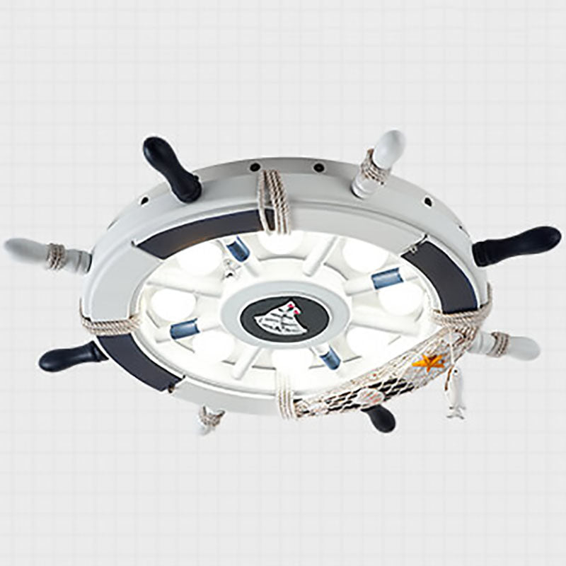 Creative Cartoon Plastic Sailboat Helmsman LED Flush Mount Ceiling Light Cuvalon