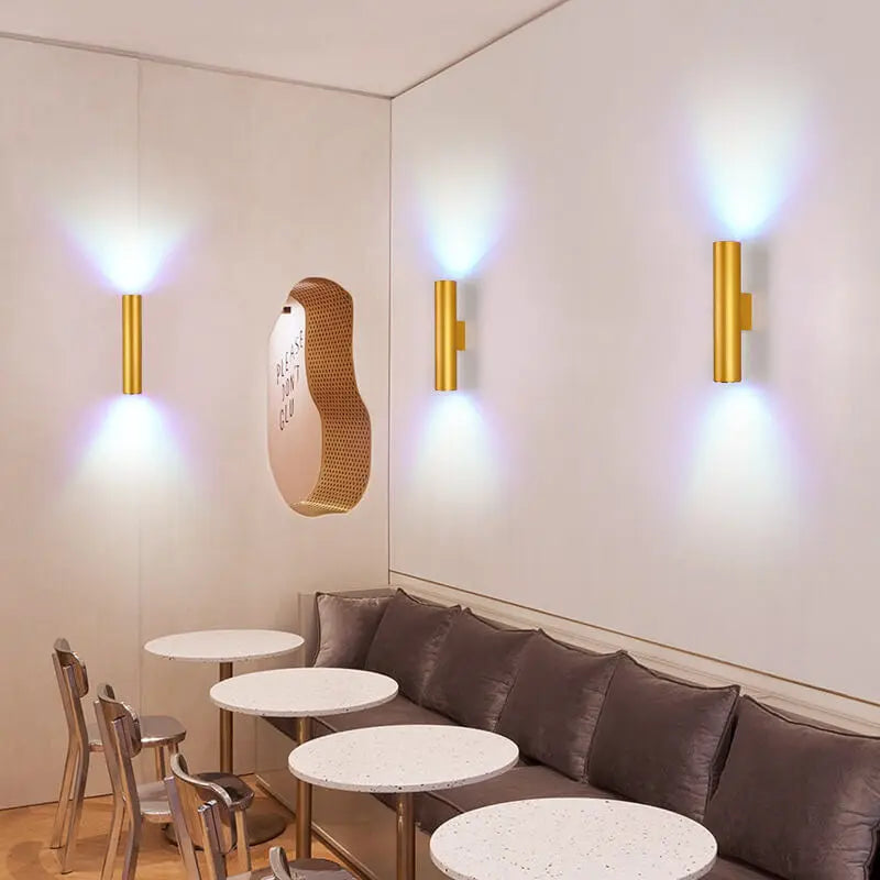 Simple Aluminum Cylindrical 2-Light Wall Sconce Lamp Cuvalon