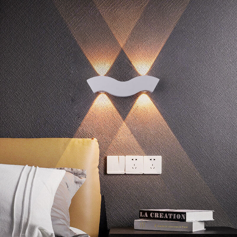 Modern Aluminum Wave LED Waterproof Outdoor Wall Sconce Lamp Cuvalon