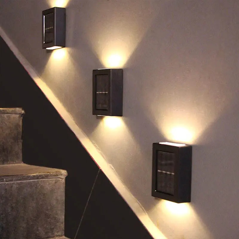 Solar Square Up and Down Lighted LED Outdoor Waterproof Garden Wall Sconce Lamp Cuvalon