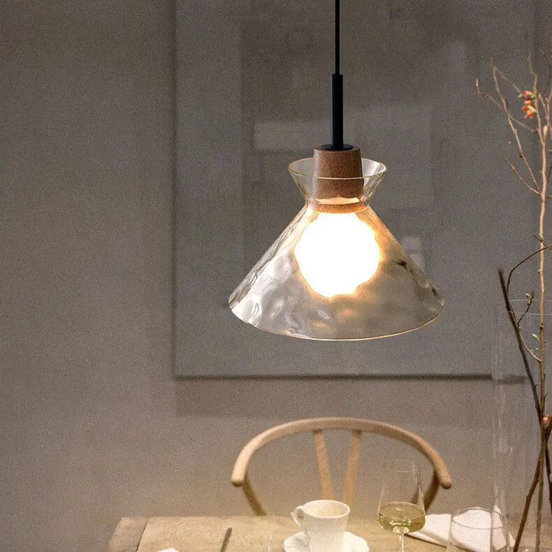 Nordic Clear Rippled Glass Shaded 1-Light Pendant Light Cuvalon