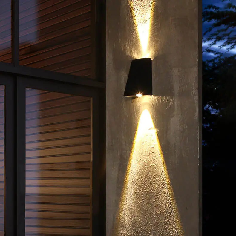 Simple Solar Trapezoid Outdoor Waterproof Up and Down Lights LED Wall Sconce Lamp Cuvalon