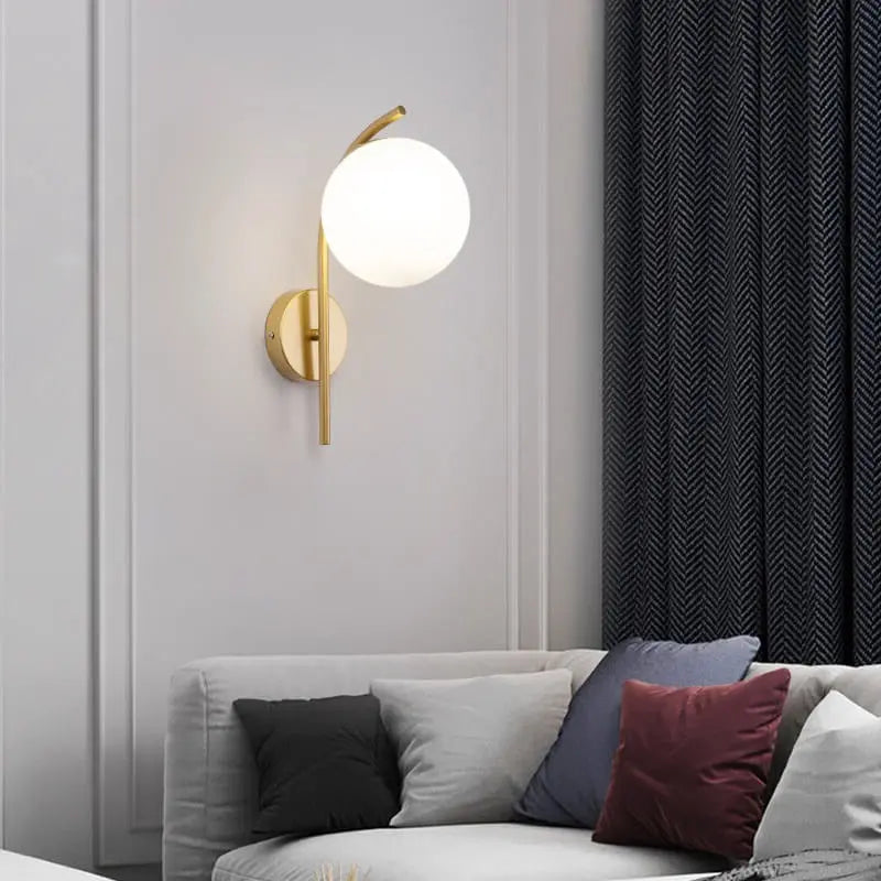 Nordic Arc Glass Globe 1-Light  Wall Sconce Lamp Cuvalon
