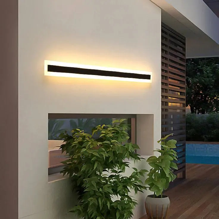 Minimalistic Elongated Bar Shaped 1-Light LED Acrylic Outdoor Waterproof Wall Light Cuvalon