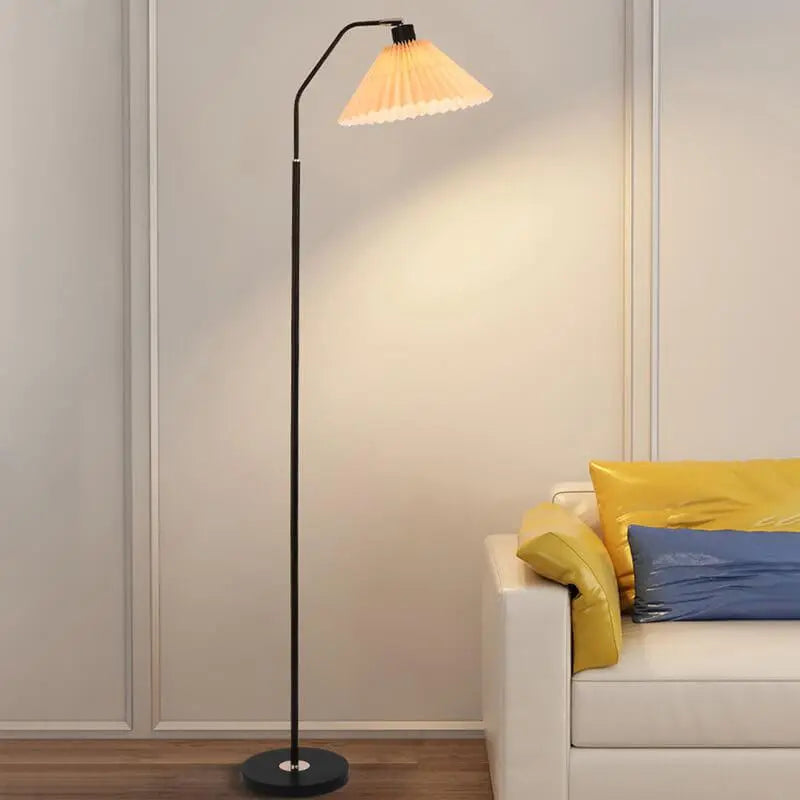 Minimalist Fabric Pleated Shade 1-Light Standing Floor Lamp Cuvalon