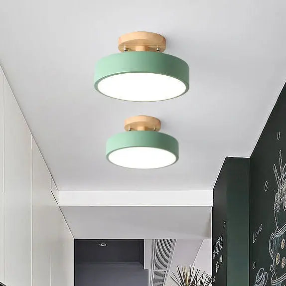 Nordic Log Round LED Semi-Flush Mount Ceiling Light Cuvalon