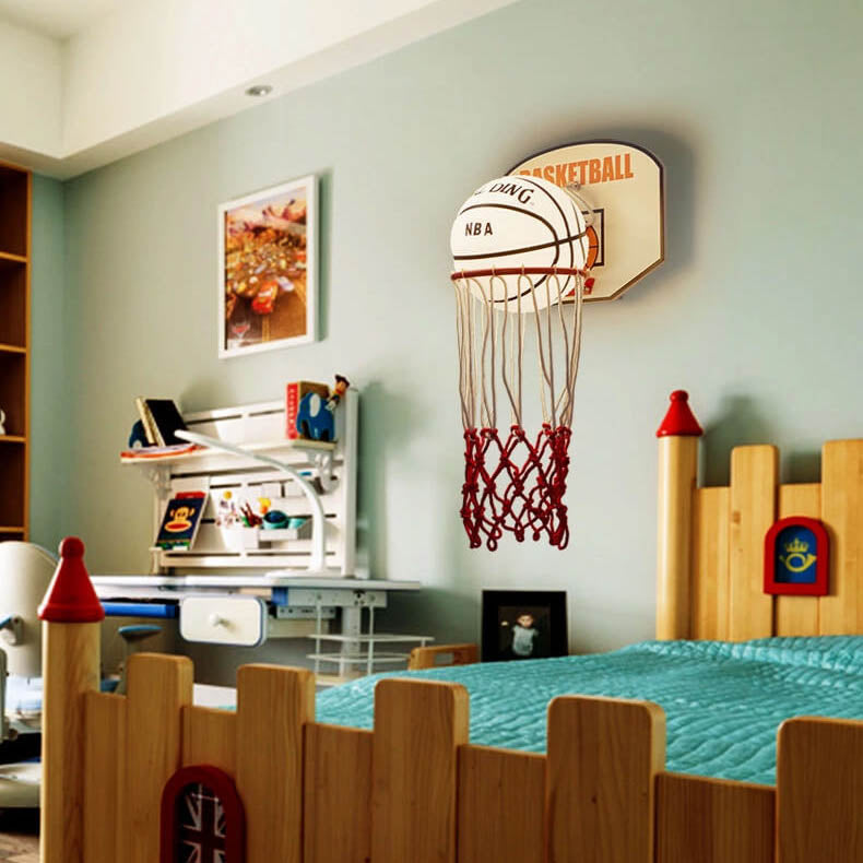 Creative Cartoon Basketball 1-Light Wall Sconce Lamp Cuvalon