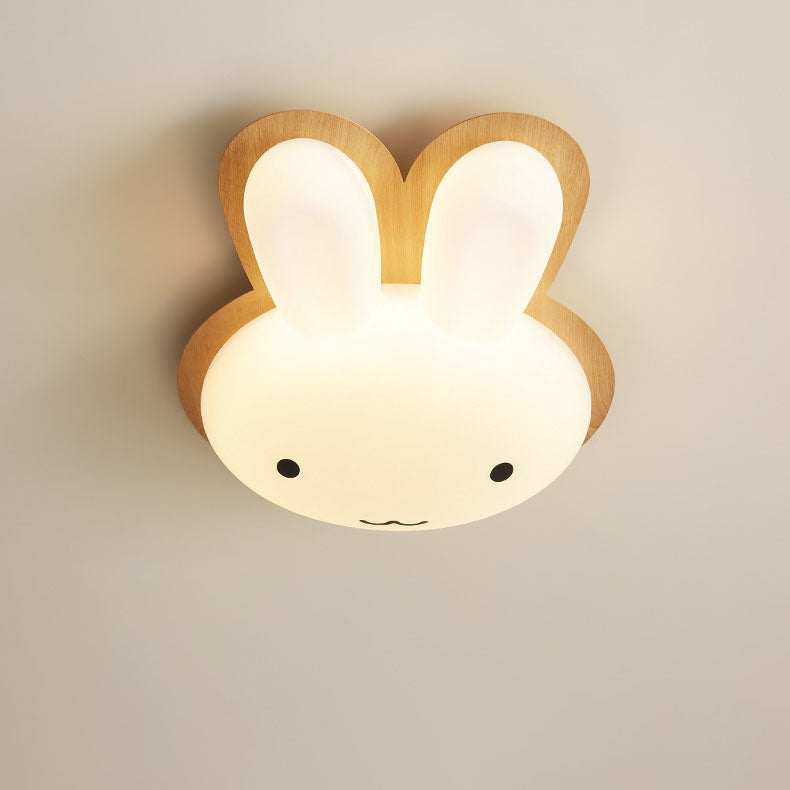 Modern Funny Bunny Kids Iron Acrylic LED Flush Mount Light Cuvalon