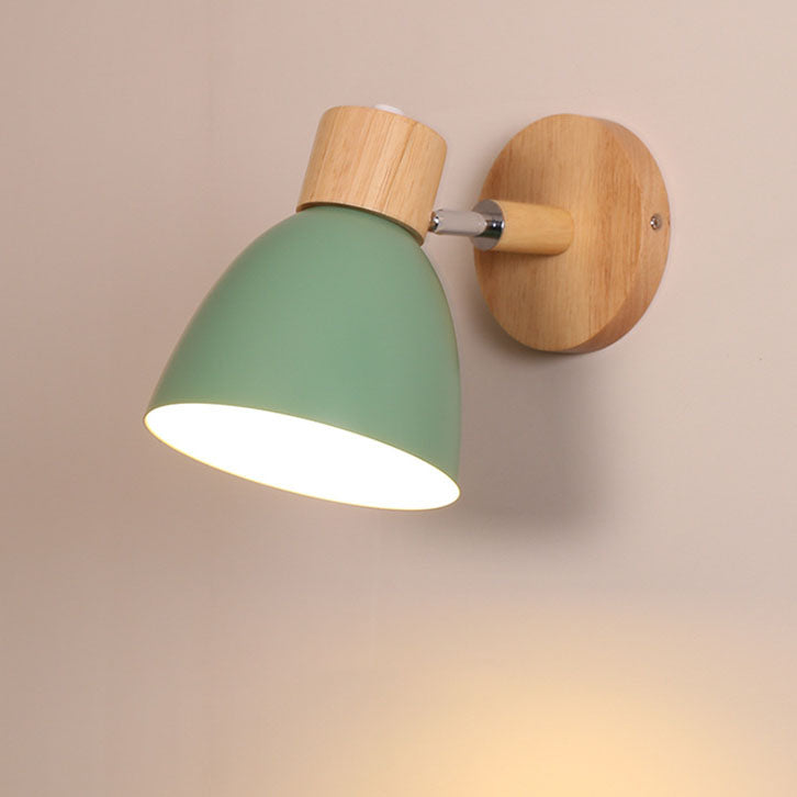 Modern Minimalist Solid Color Macaron Iron Wood 1-Light Wall Sconce Lamp Cuvalon
