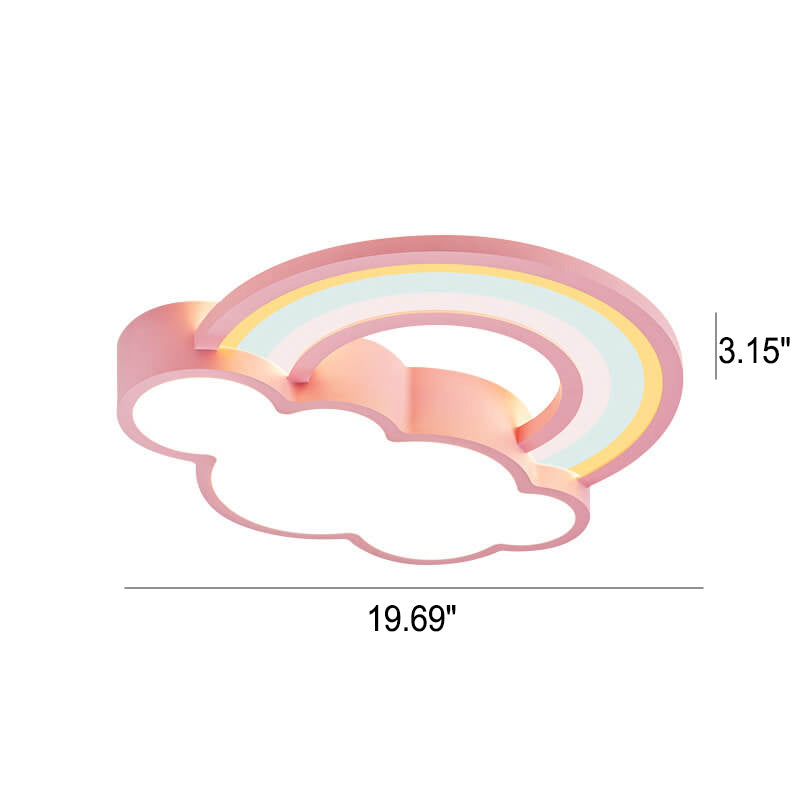 Childlike Cartoon Rainbow Cloud Design LED Flush Mount Light Cuvalon
