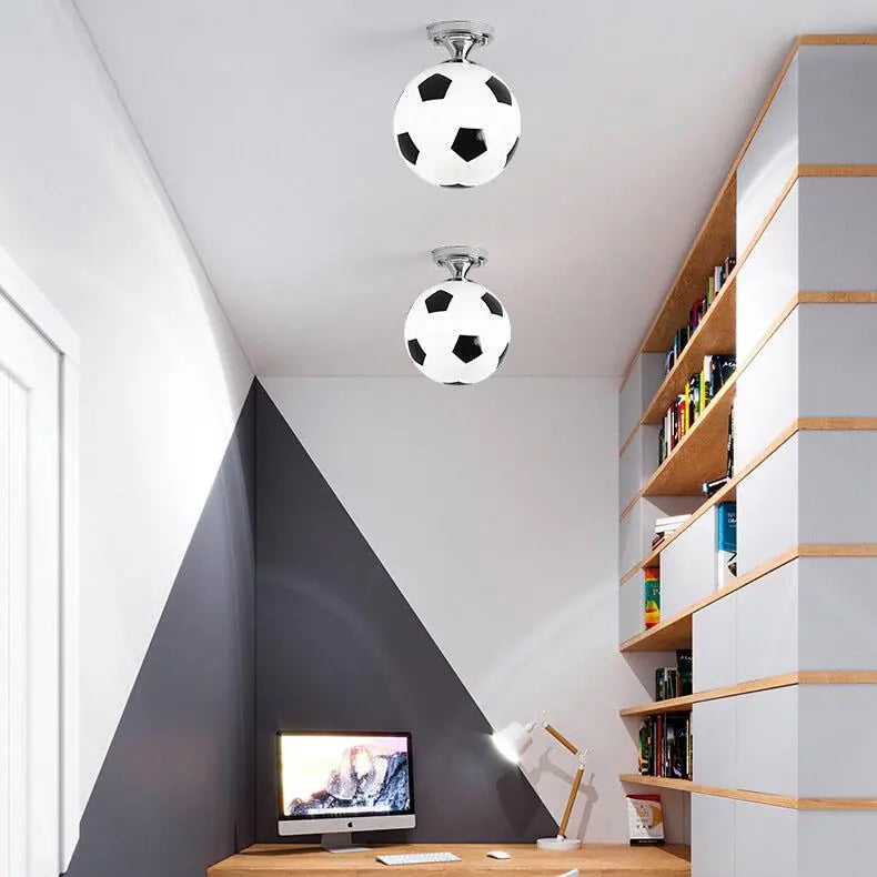 Creative Basketball Soccer Glass 1-Light Semi-Flush Mount Ceiling Light Cuvalon