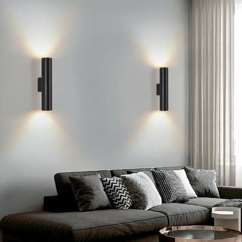 Simple Aluminum Cylindrical 2-Light Wall Sconce Lamp Cuvalon
