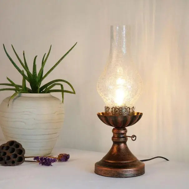 Vintage Antique Kerosene Oil Lamp 1-Light Table Lamp Cuvalon